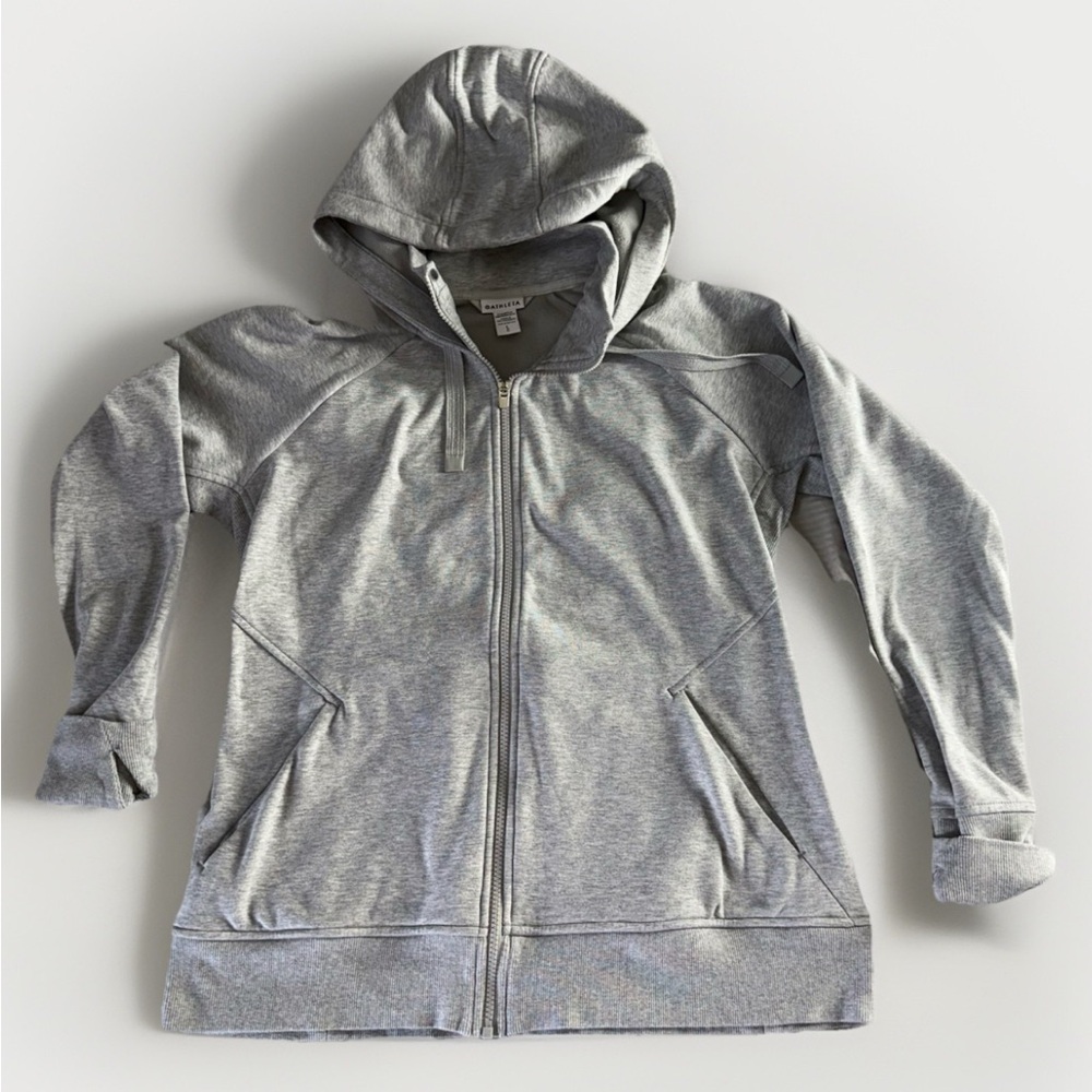 Athleta Women's Triumph Hoodie Light Gray Full Zip Sz Large Activewear Yoga